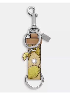 COACH Lemon Printed Trigger Snap Bag Charm Key Ring